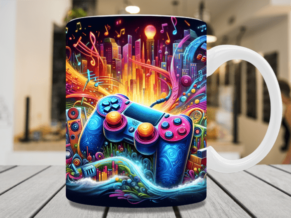 Neon City Music Rhythm Gaming Mug Wrap: A Creative Tool for Custom Mugs