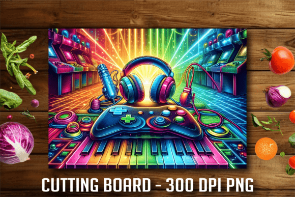 Retro Arcade Music Gaming Cutting Board: A Unique Addition to Your Kitchen