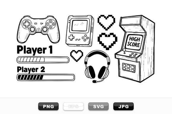 Retro Gaming Controller Clipart Set: A Creative Tool for Nostalgia-Driven Design
