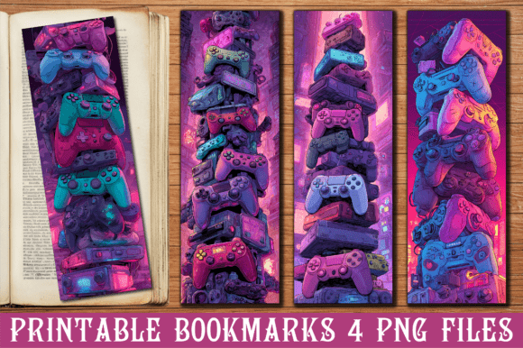 Retro Neon Gaming Controller Bookmarks
