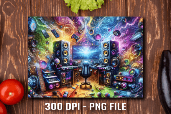 Trippy Cosmic Gaming Setup Cutting Board
